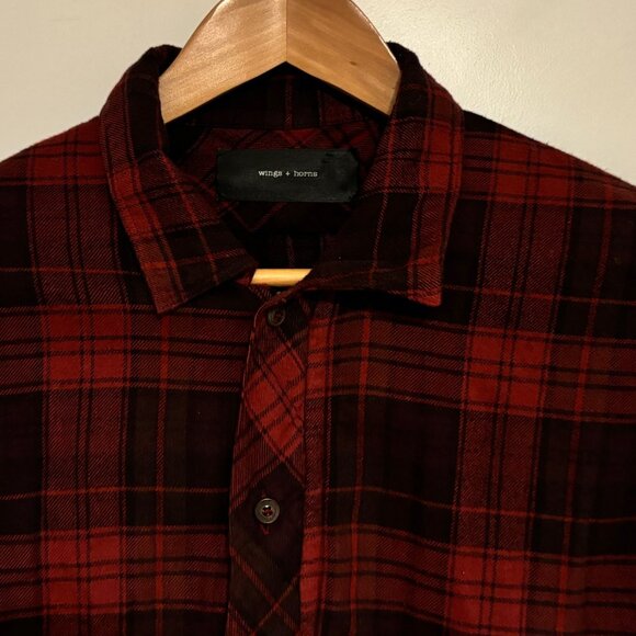 Wings + Horns Checked Plaid Zip Shirt - Small - Picture 2 of 11